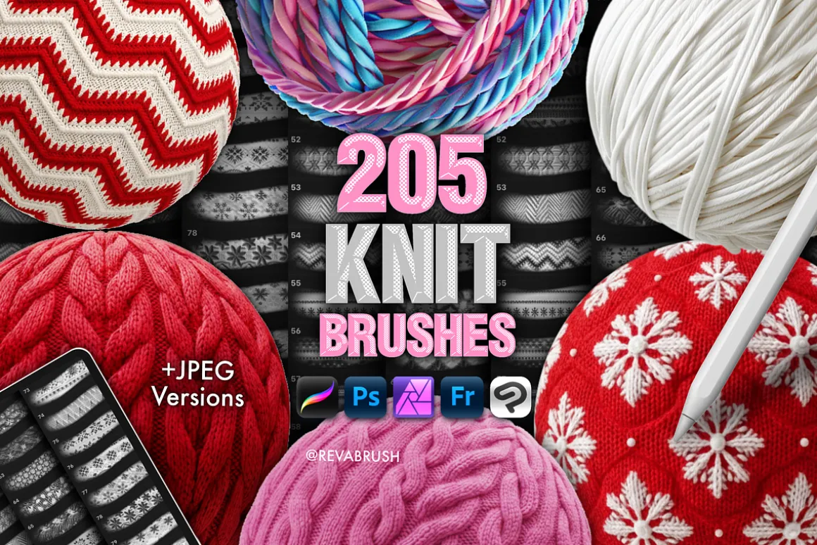 200 Procreate Knit Texture Brushes