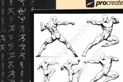 150 Procreate male body poses stamps