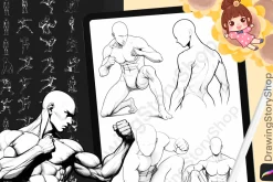 150 Procreate male body poses stamps