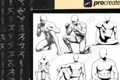 150 Procreate male body poses stamps