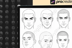 200 Procreate Male head stamp brush