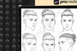200 Procreate Male head stamp brush