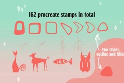 160+ procreate mid century stamps