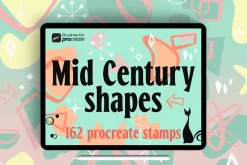 160+ procreate mid century stamps