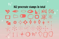 160+ procreate mid century stamps