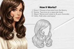 230 Procreate Stamp Hair Brushes Set