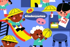 Purple Kindergarten Illustration Set