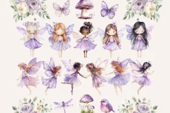 Purple Fairy Clipart Set