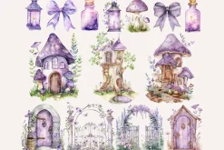 Purple Fairy Clipart Set