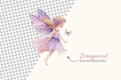 Purple Fairy Clipart Set
