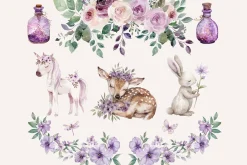 Purple Fairy Clipart Set