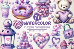 Purple Valentine Sublimation Clipart