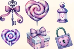 Purple Valentine Sublimation Clipart