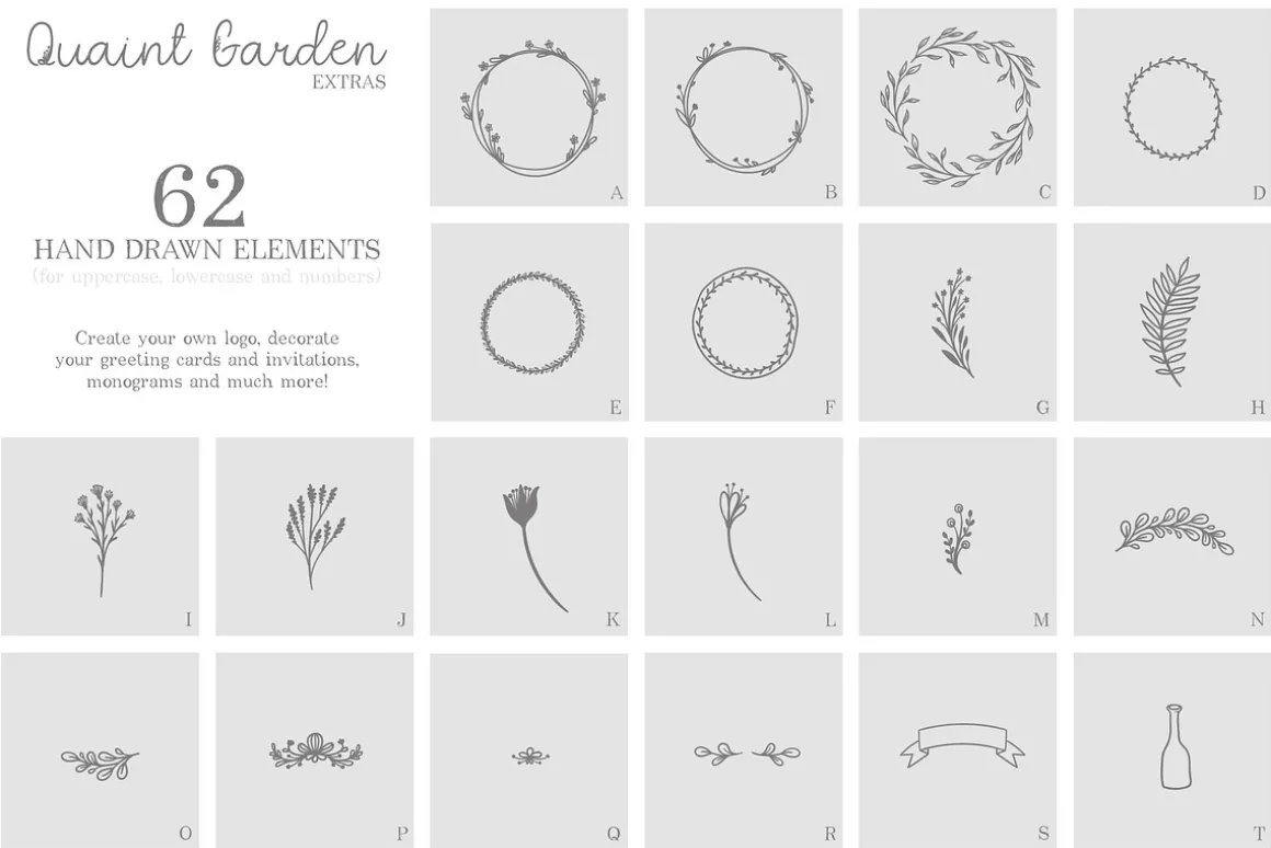 Quaint Garden Floral Font +EXTRAS