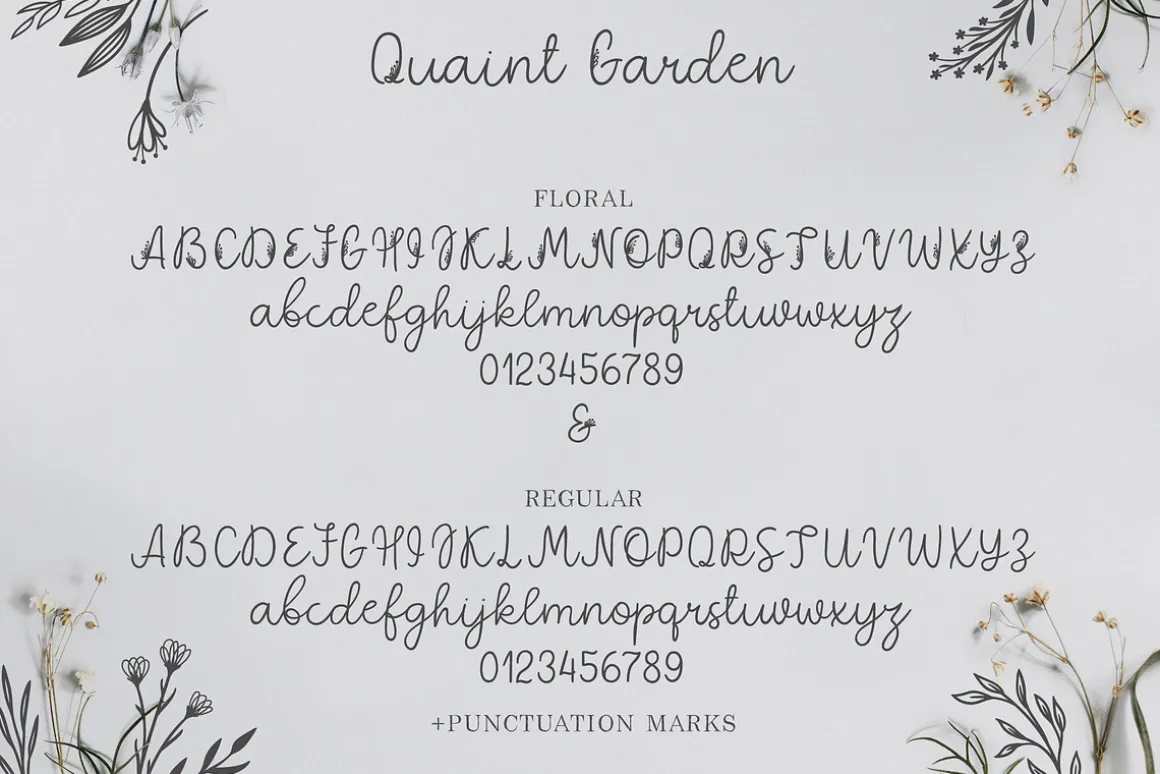 Quaint Garden Floral Font +EXTRAS