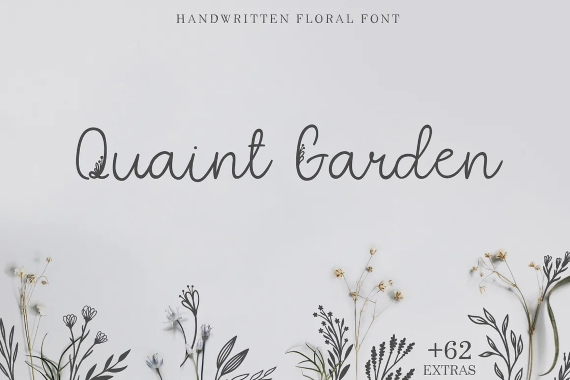 Quaint Garden Floral Font +EXTRAS