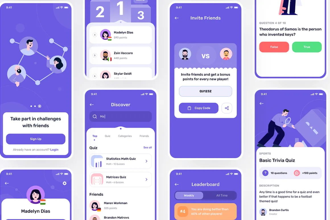 Queezy - Quiz App Mobile UI Kit