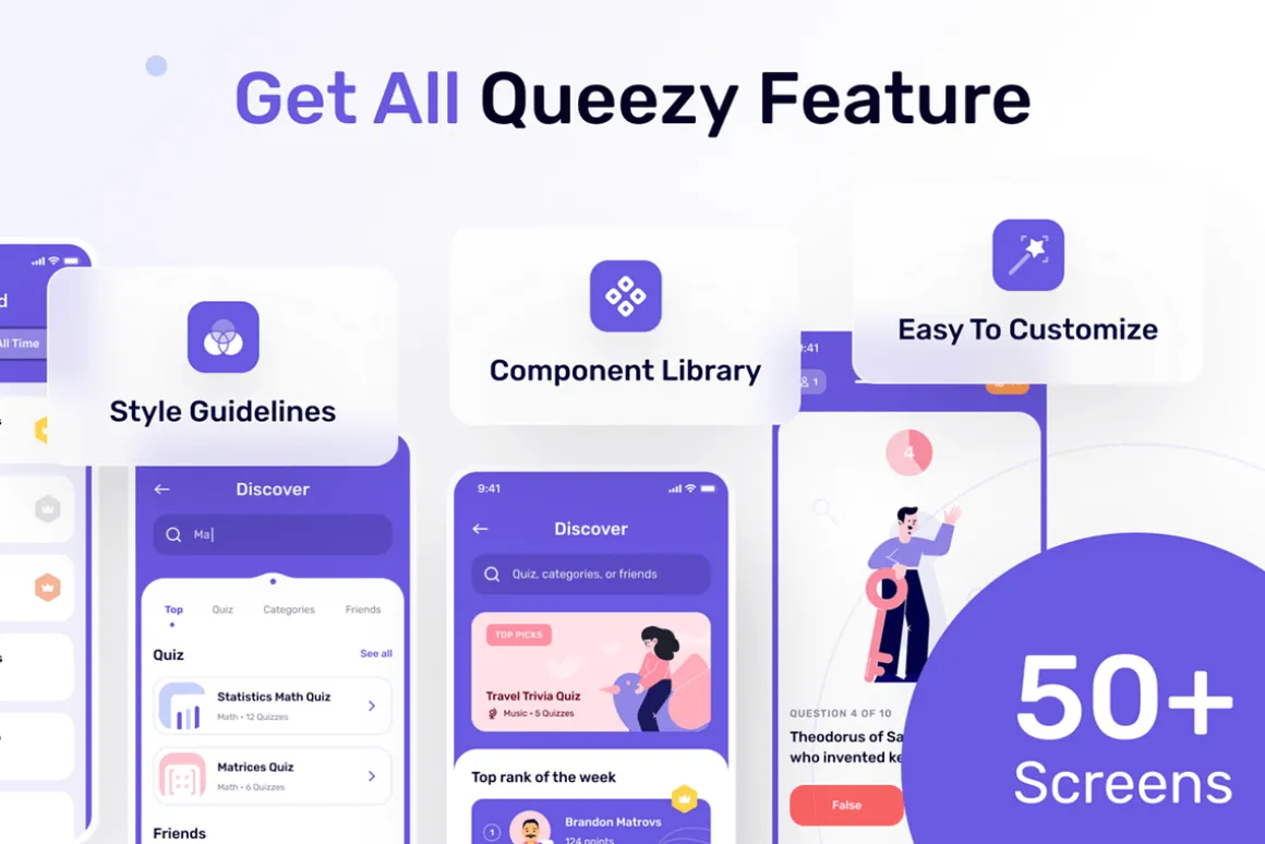 Queezy - Quiz App Mobile UI Kit
