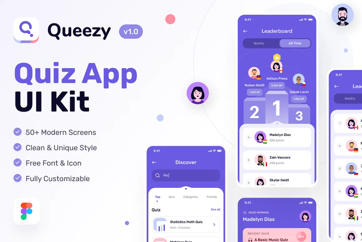 Queezy - Quiz App Mobile UI Kit