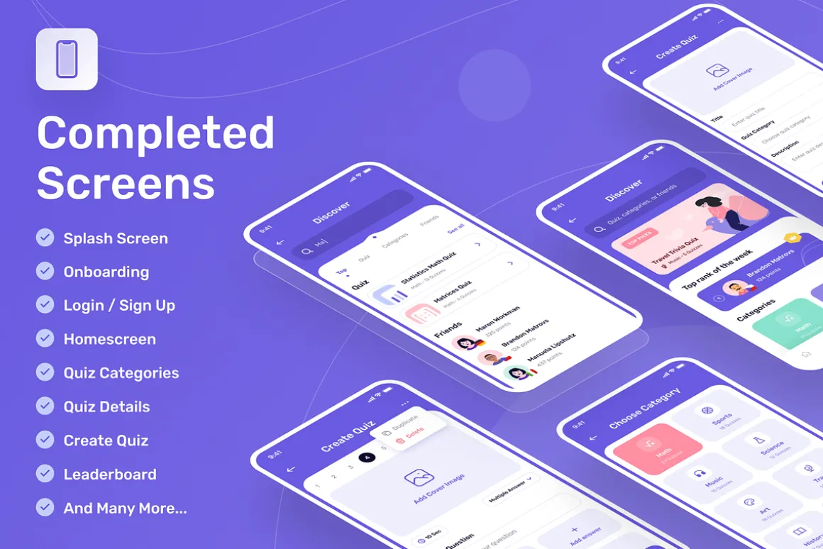 Queezy - Quiz App Mobile UI Kit