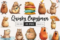 Quirky Capybara Clip art
