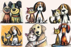 Quirky Dogs & Cats Illustrations