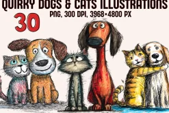 Quirky Dogs & Cats Illustrations