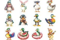 Quirky Duck Sublimation Clipart