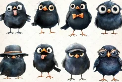 Quirky Funny Cartoon Bird Clipart