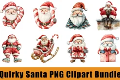 Quirky Santa PNG Clipart Bundle