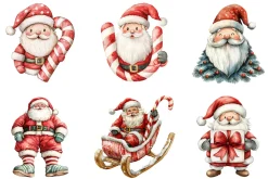 Quirky Santa PNG Clipart Bundle