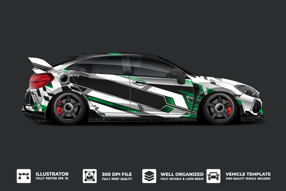 Racing car decal wrap vector designs