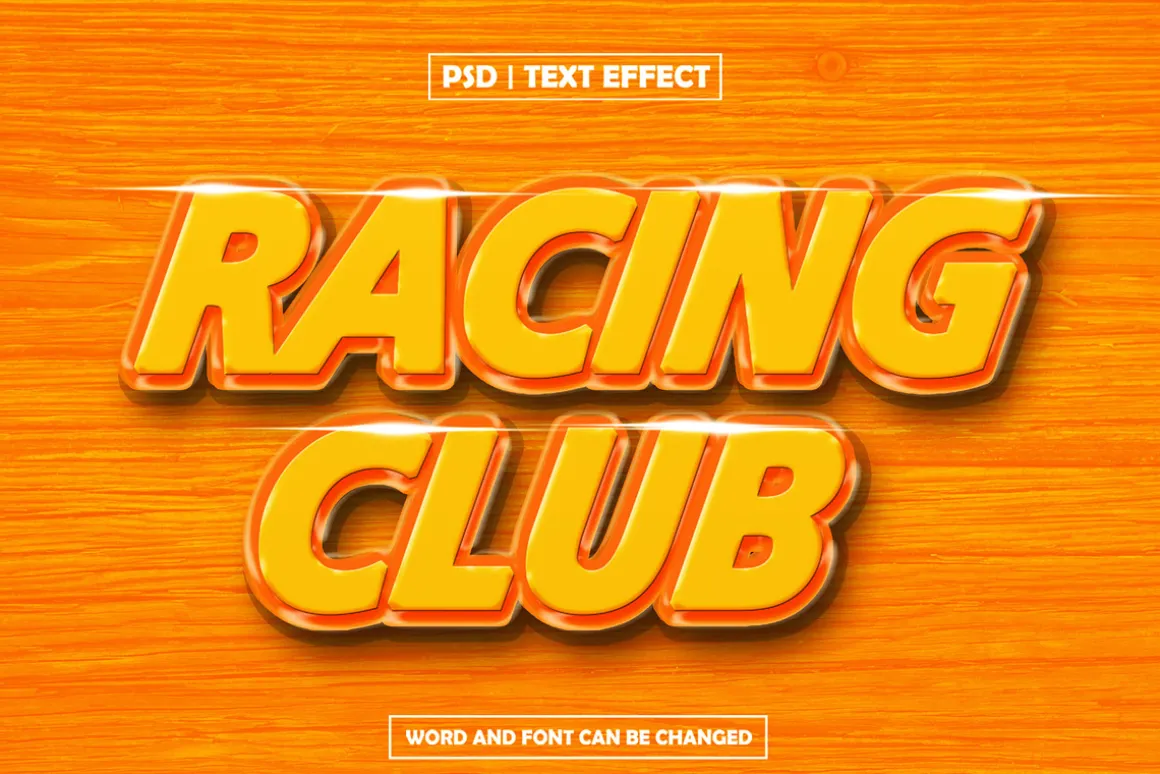 Racing club shiny 3d text effect