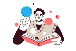 Readers with books concepts set