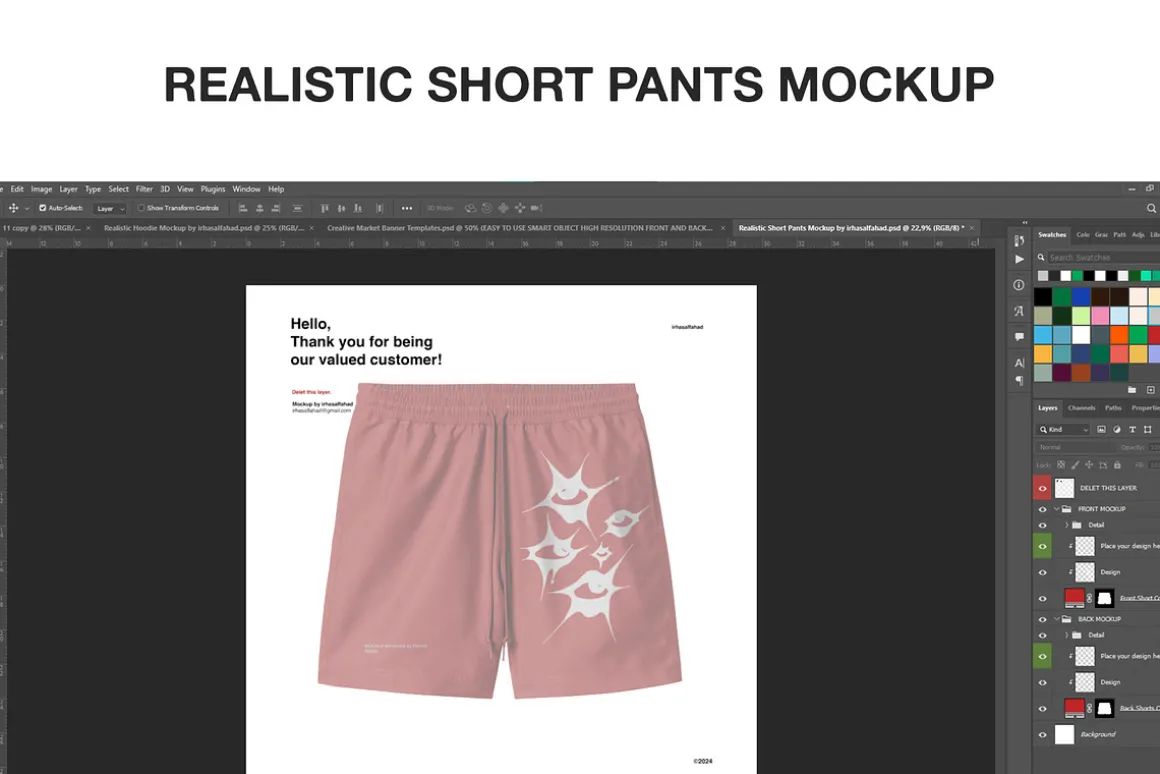 Realistic Short Pants Mockup