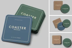 Realistic Coaster Mockup PSD