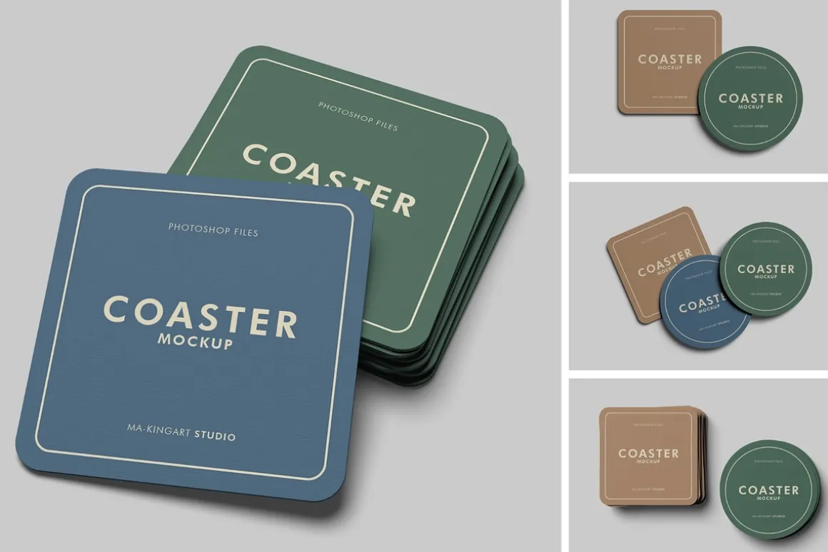 Realistic Coaster Mockup PSD