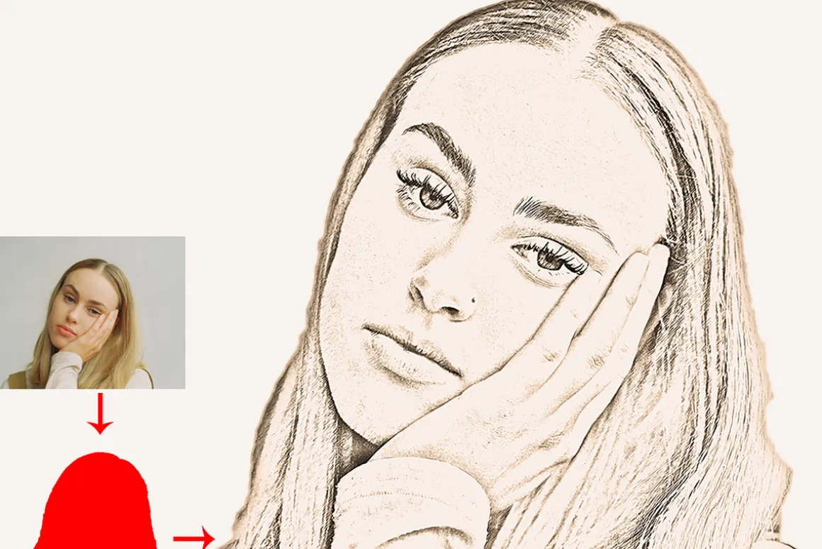 Realistic Line Drawing Ps Action