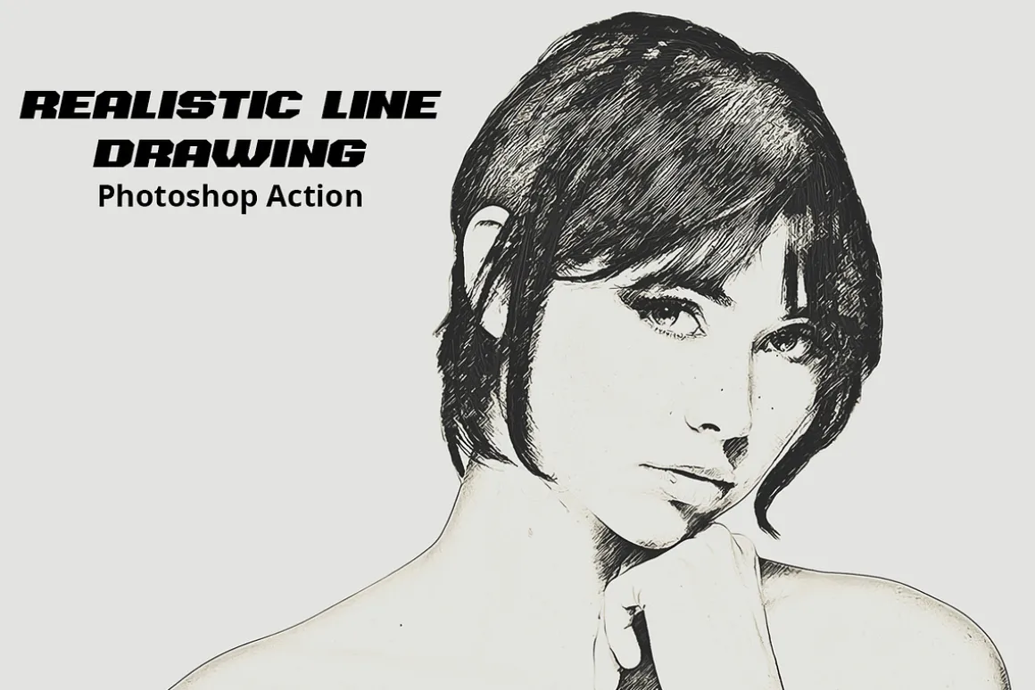 Realistic Line Drawing Ps Action