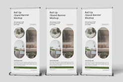 Realistic Roll Up Banner Mockup PSD