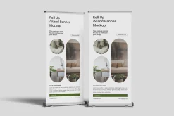Realistic Roll Up Banner Mockup PSD