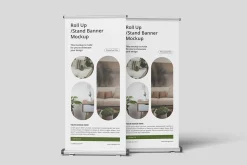 Realistic Roll Up Banner Mockup PSD