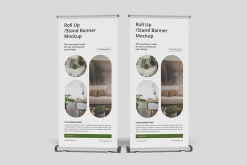 Realistic Roll Up Banner Mockup PSD