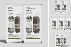Realistic Roll Up Banner Mockup PSD