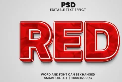 Red 3d Editable Psd Text Effect