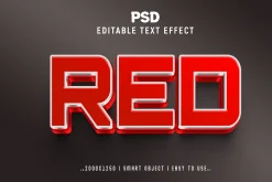 Red Editable 3D Text Effect Style
