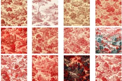 Red French Country Toile Digital