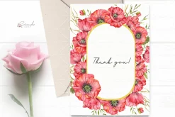 Red Poppy Watercolor Clipart