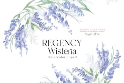 Regency Wisteria Watercolor Clipart