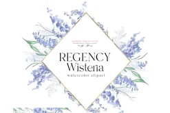 Regency Wisteria Watercolor Clipart